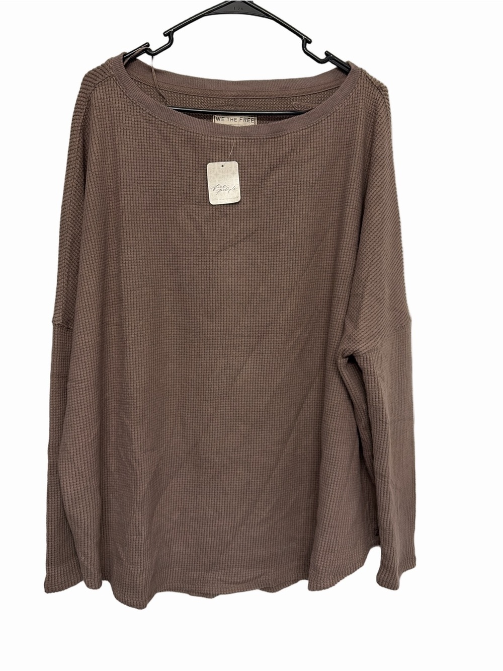 Free People Latte Blue Oversize Thermal Top - Picture 2 of 5